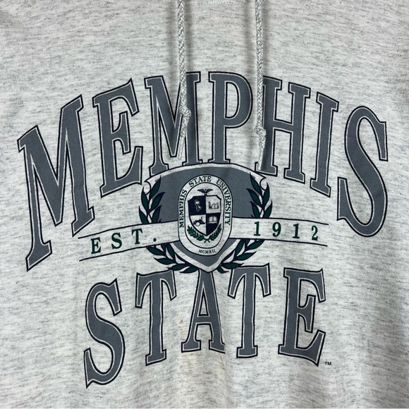 Vintage 1990s Memphis State Hooded Long Sleeve Shirt XL - Picture 2 of 7